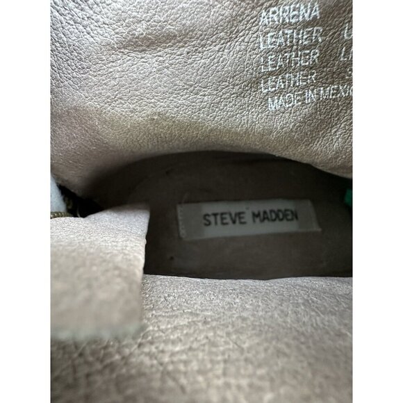 STEVE MADDEN "Arrena" Leather Suede Tan Boots Booties Size 10M - Picture 7 of 9